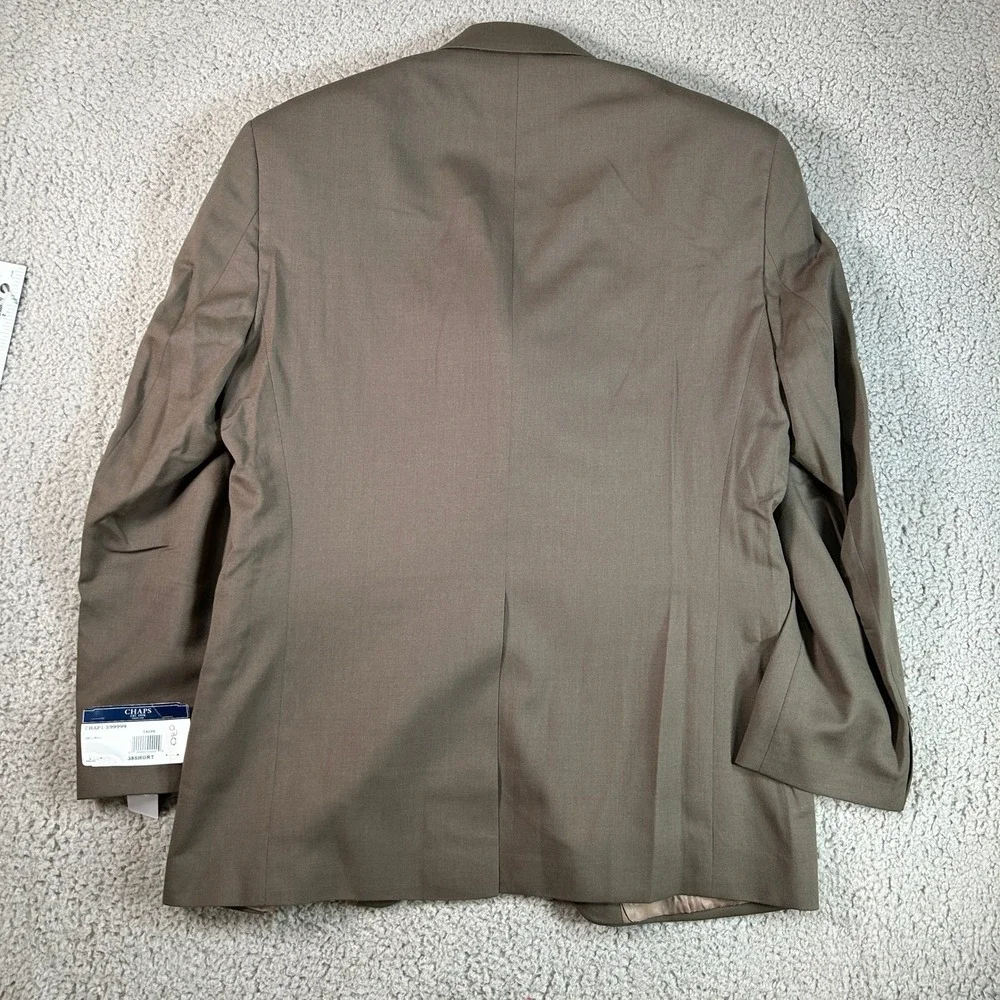 Chaps Mens 38 Short Taupe 100% Wool 2 Button Blazer Sport Coat Jacket NWT